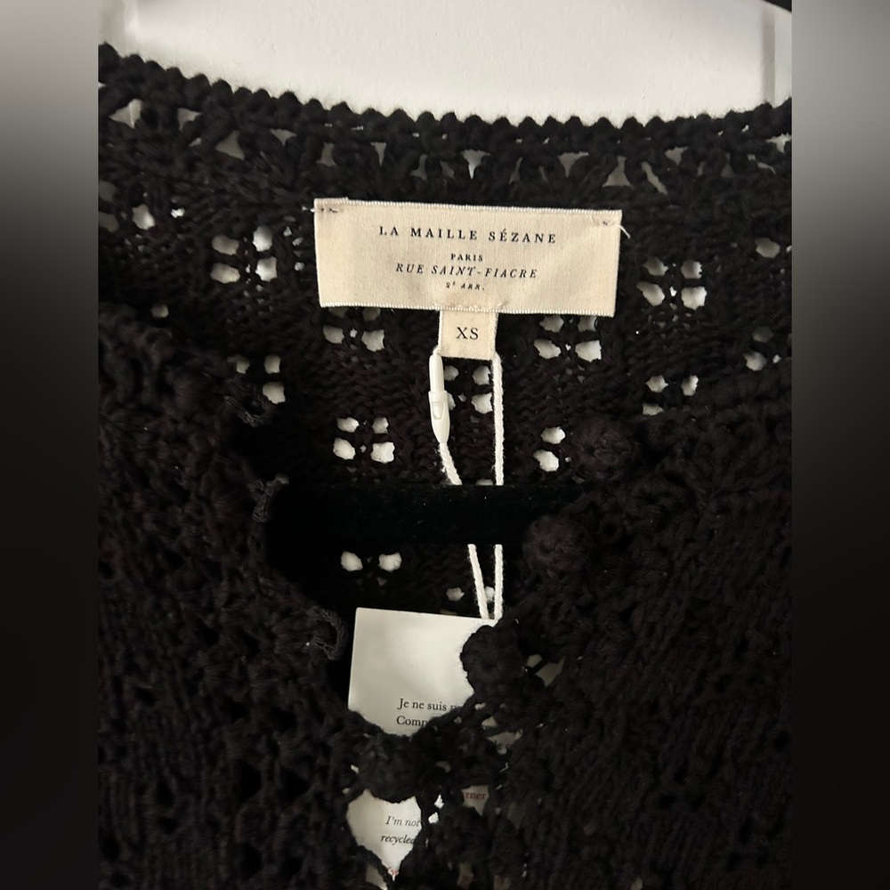 Sézane Martie Cardigan XS Black | NWT | Sold Out | Organic Cotton - Picture 6 of 15